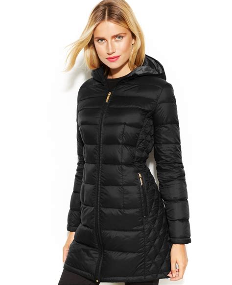 michael kors black jackets|michael kors long puffer jacket.